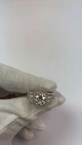 3.50 Carats Pave Setting Anniversary Ring Round Mined Diamond