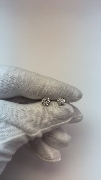 1.4 Ct Four Prong Set Round Cut Diamond Stud Earring 14K White Gold