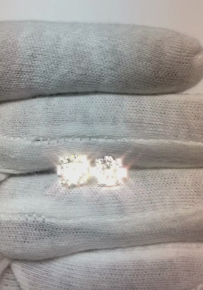 Natural Earth Mined Diamonds Stud Earrings 4 Carats White Gold New