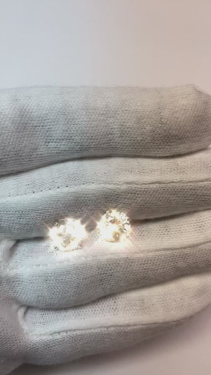 Natural Earth Mined Diamond Stud Earrings 6 Carats White Gold 14K