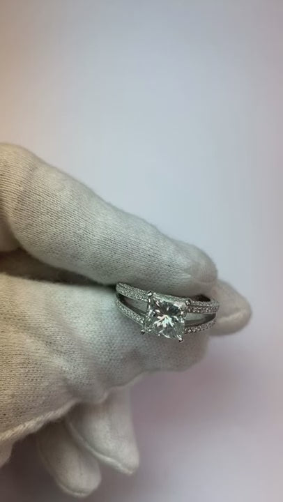 Genuine Natural Earth Mined Diamond Anniversary Fancy Ring 3.51 Carat Princess Gold White