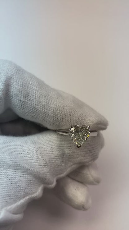 2.25 Ct Solitaire Heart Shape Natural Earth Mined Diamond Anniversary Ring White Gold