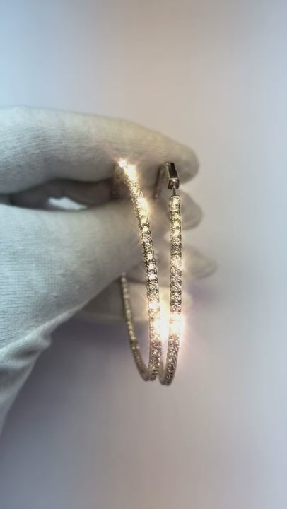 Natural Earth Mined Diamond Hoop Earrings