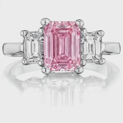 Pink Diamond Ring 3.4 Carat Emerald