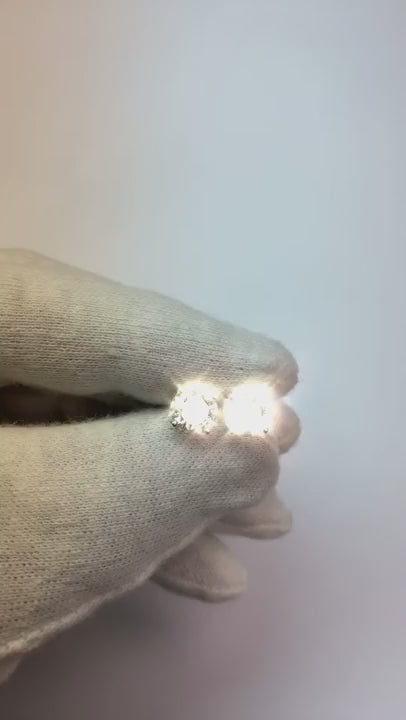 2 Carats Round Cut Natural Earth Mined Diamond Stud Ear Ring White Gold Women Jewelry