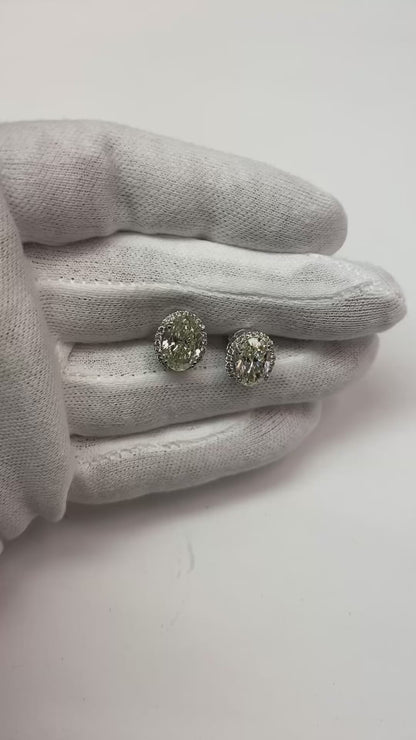 Old European Mined Natural Real Diamond ( Not Lab Grown ) Oval Earrings 9.25 Ct Women’s Stud