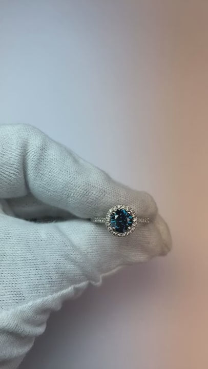 Blue Natural Earth Mined Diamond Ring