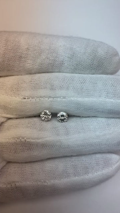 1 Carat Solitaire Round Natural Earth Mined Diamond Stud Lady Earring