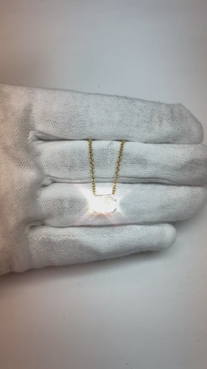 4 Ct Solitaire Green Emerald Pendant Necklace 14K Yellow Gold