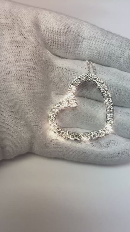 Heart Shaped Pendant Necklace 5.20 Ct Round Cut Natural Earth Mined Diamonds White Gold