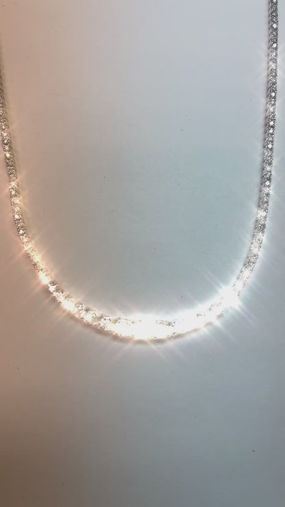 9 Carats Prong Set Natural Diamond Diamonds Tennis Necklace White Gold 14K