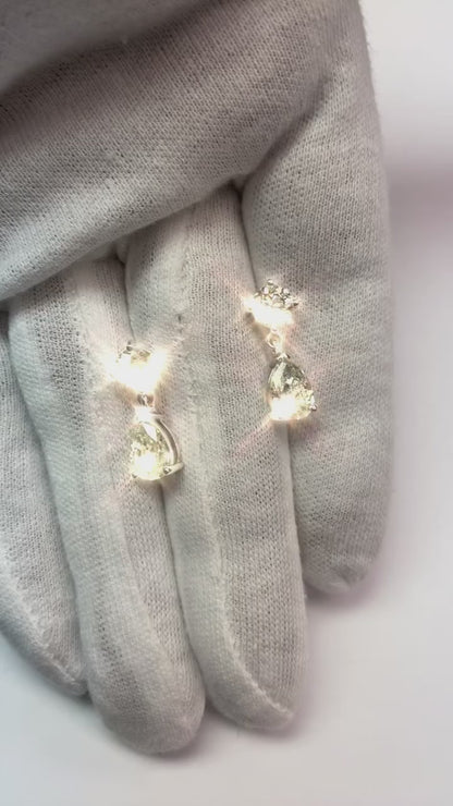 Real Diamond Pear & Round Old Mine Cut Drop Earrings 5 Carats