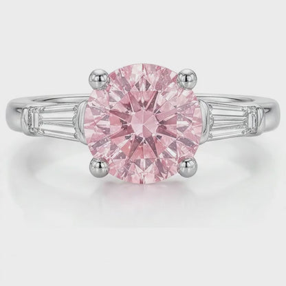 Pink Diamond Engagement Ring 3.1 Carat Round