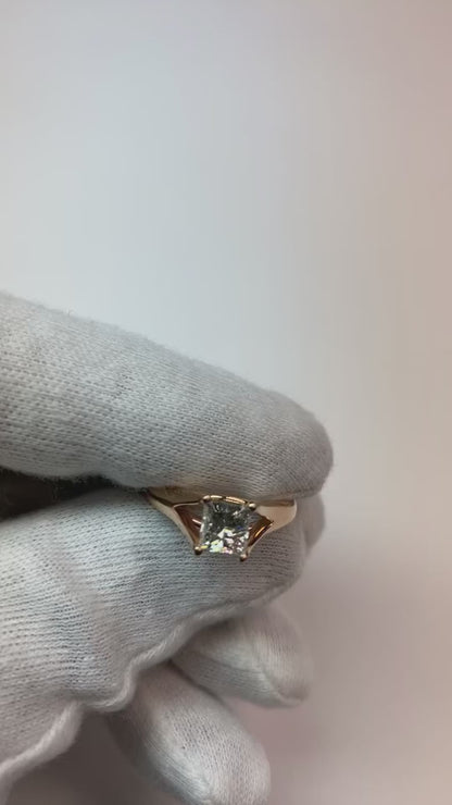 Rose Gold 14K 1 Carat Princess Cut Natural Earth Mined Diamond Engagement Ring Split Shank