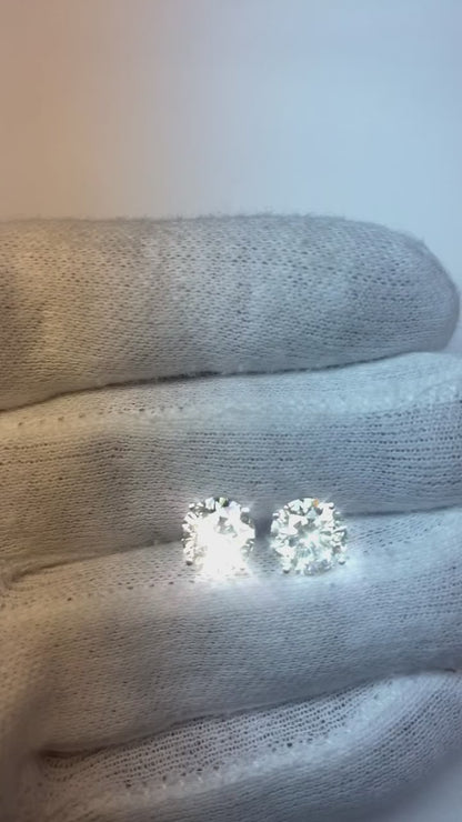 5 Carats Round Brilliant Real Natural Earth Mined Diamond Stud Post Earrings White Gold 14K