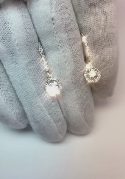 White Gold Lady Dangle Diamonds Earring 14K Prong Set 2.50 Carats