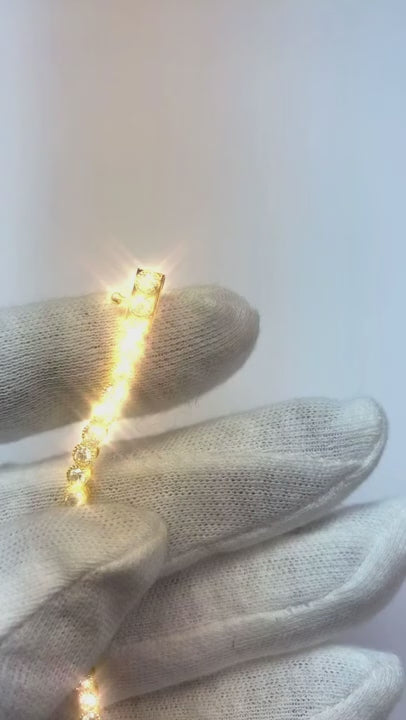 5.06 Carats Natural Earth Mined Diamond Milgrain Tennis Bracelet Yellow Gold 14K