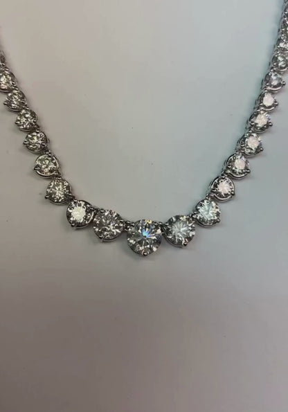 Classy Round Natural Diamond Diamond Tennis Necklace