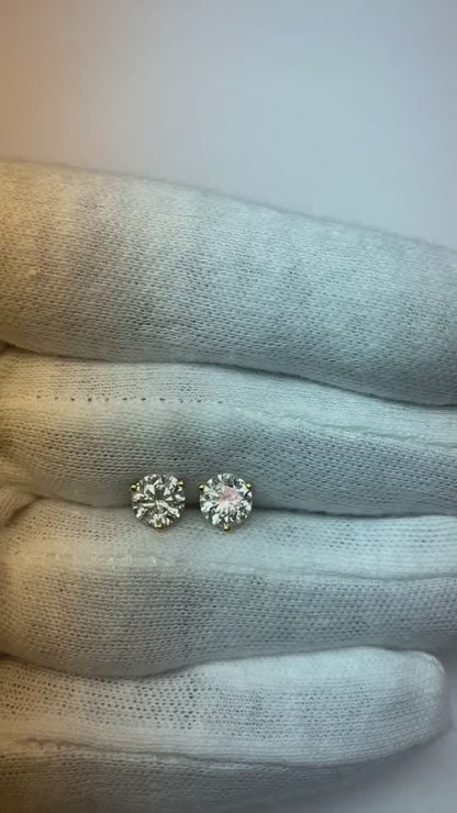 Natural Earth Mined Diamonds Lady Studs Earrings 2 Carats 14K White Gold