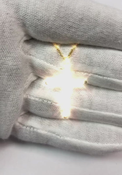 Round Diamond Cross Necklace Pendant 1.10 Carat Yellow Gold 14K