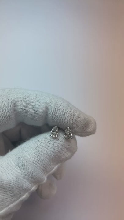 1 Carat Pear Cut Natural Earth Mined Diamond Stud Earring 14K White Gold