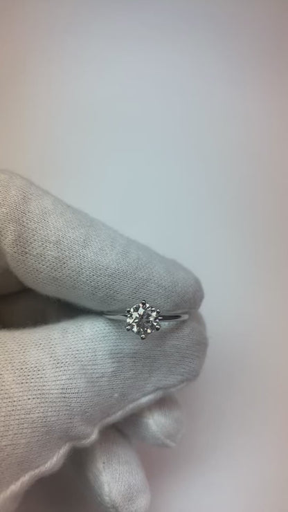 1 Carat Round Solitaire Natural Earth Mined Diamond Ring White Gold Jewelry
