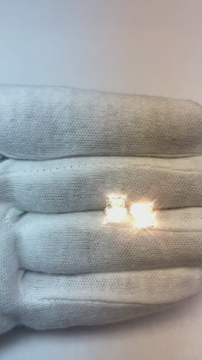 Solitaire Radiant Cut Natural Earth Mined Diamond Stud Earring 2 Carats White Gold 14K