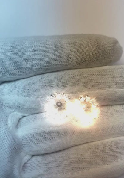 Women 1.26 Ct Round Cut Natural Earth Mined Diamonds Halo Jackets Studs Earring White Gold