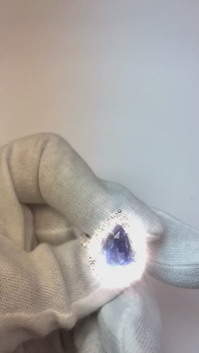 Halo Gemstone Ring Pear Blue Sapphire Gold Womens Jewelry 8 Carats