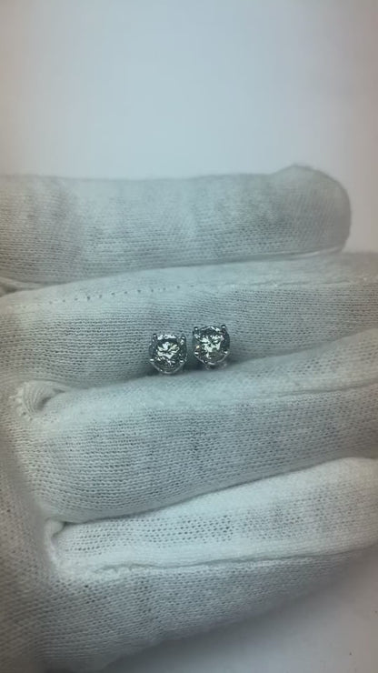 2 Ct Crown Settings Solitaire Round Studs Real Natural Earth Mined Diamond Earring White Gold 14K
