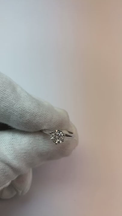 1 Carat Round Natural Earth Mined Diamond Solitaire Ring White Gold