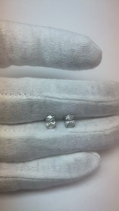 Women Stud Oval Natural Earth Mined Diamond Earring 1.5 Carats Fine Jewelry