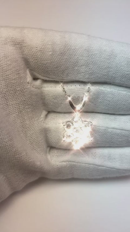 3.5 Ct Natural Earth Mined Diamond Flower Style Necklace Pendant White Gold Women Jewelry