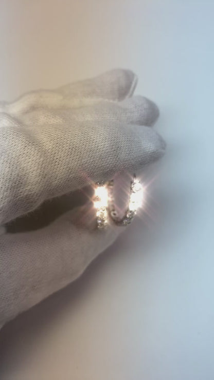 Beautiful Round Cut Natural Earth Mined Diamond Hoop Earring Solid White Gold 14K 3 Ct.