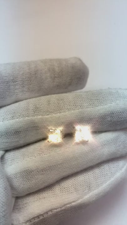 2 Ct F Vs1 Princess Cut Natural Earth Mined Diamond Women Stud Earring 14K White Gold