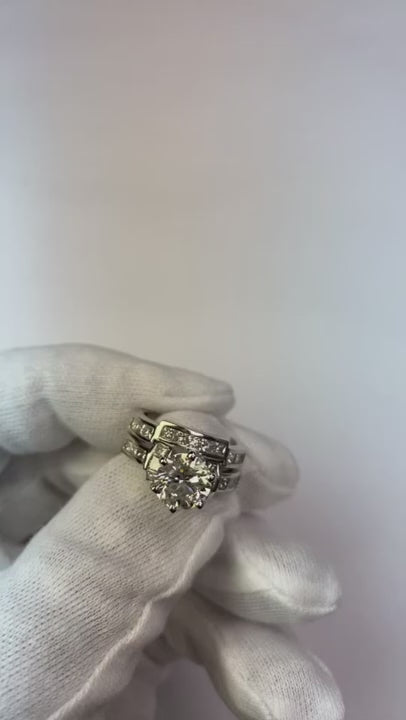 Princess and Round Natural Earth Mined Diamond Ring Engagement Set 6.61 Carats