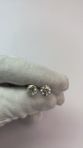 Stud Earrings 4 Carats Round Cut Diamond Jewelry White Gold 14K