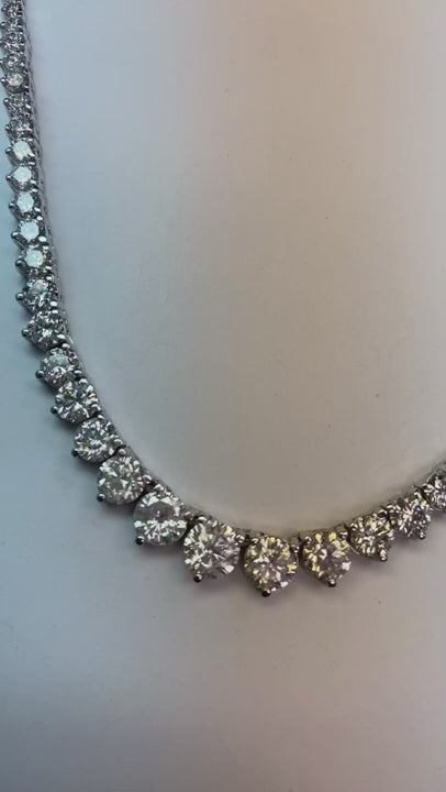 11 Carats Round Natural Diamond Diamonds Tennis Necklace Women Jewelry Gold 14K