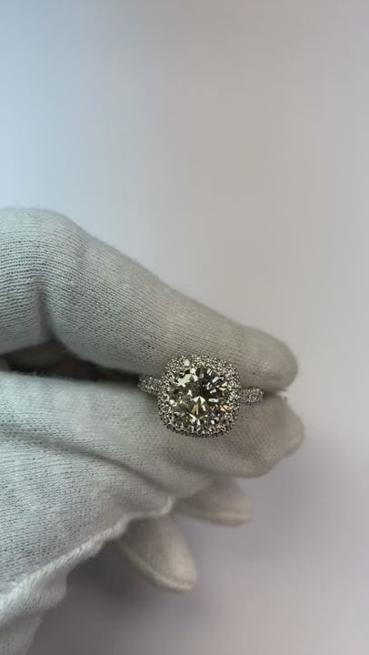 4.50 Carats Halo Natural Earth Mined Diamond Ring