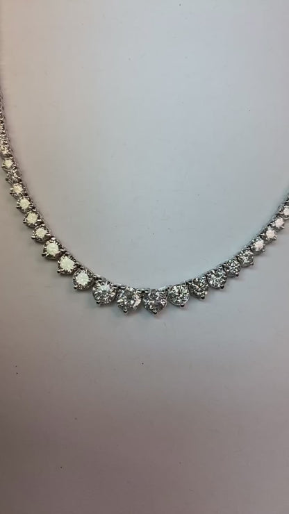 16 Carats Round Natural Diamond Diamond Tennis Red Carpet Ladies Necklace