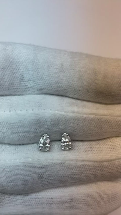 Natural Earth Mined Diamonds Stud Women Earring White Gold New 1.01 Carat Pear Cut G Si1