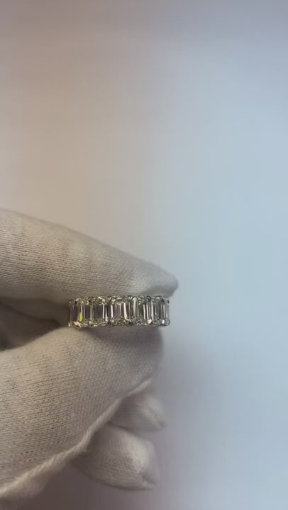 Eternity Band 11.20 Carats Emerald Cut White Gold 14K Natural Earth Mined Diamond