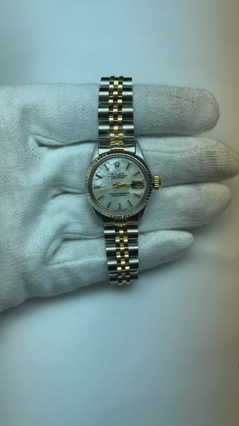 Ladies Rolex Datejust 26mm Mother Of Pearl Stick Dial Two Tone