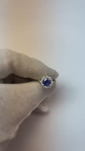 Natural Real ( Not Lab Grown )  Gold Gemstone Ring Halo Sri Lankan Sapphire Vintage Style 3 Carats