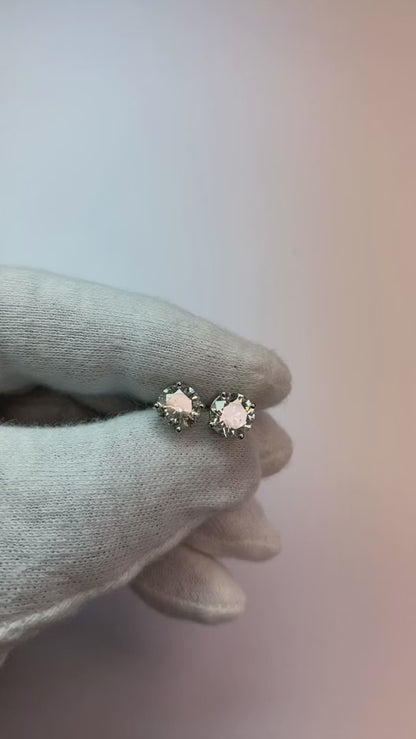 3 Carats Round Cut Real Natural Earth Mined Diamonds Women Stud Earring White Gold 14K