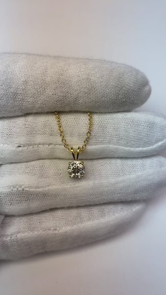 1 Carat Round Cut Diamond Ladies Necklace Pendant White Gold 14K