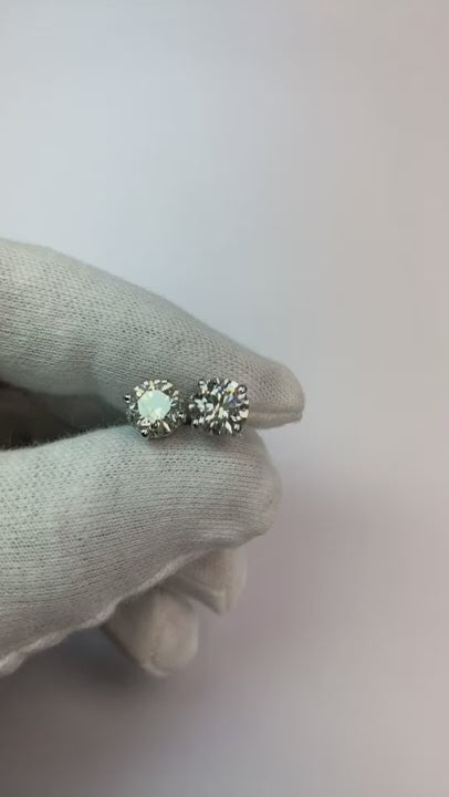 White Gold 14K Sparkling 4 Ct Round Cut Natural Earth Mined Diamonds Studs Earrings