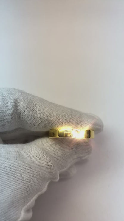 Princess Cut Diamond Tension Set Men's Ring 0.75 Carats Yellow Gold