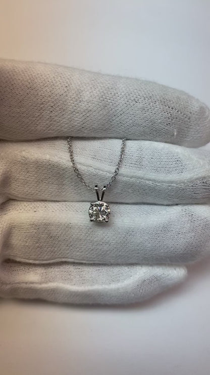 1 Carat Solitaire Natural Earth Mined Diamond Necklace Pendant 14K Yellow Gold