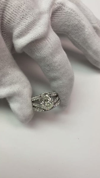 Large Oval Mined Diamond Wedding Ring And Band Set